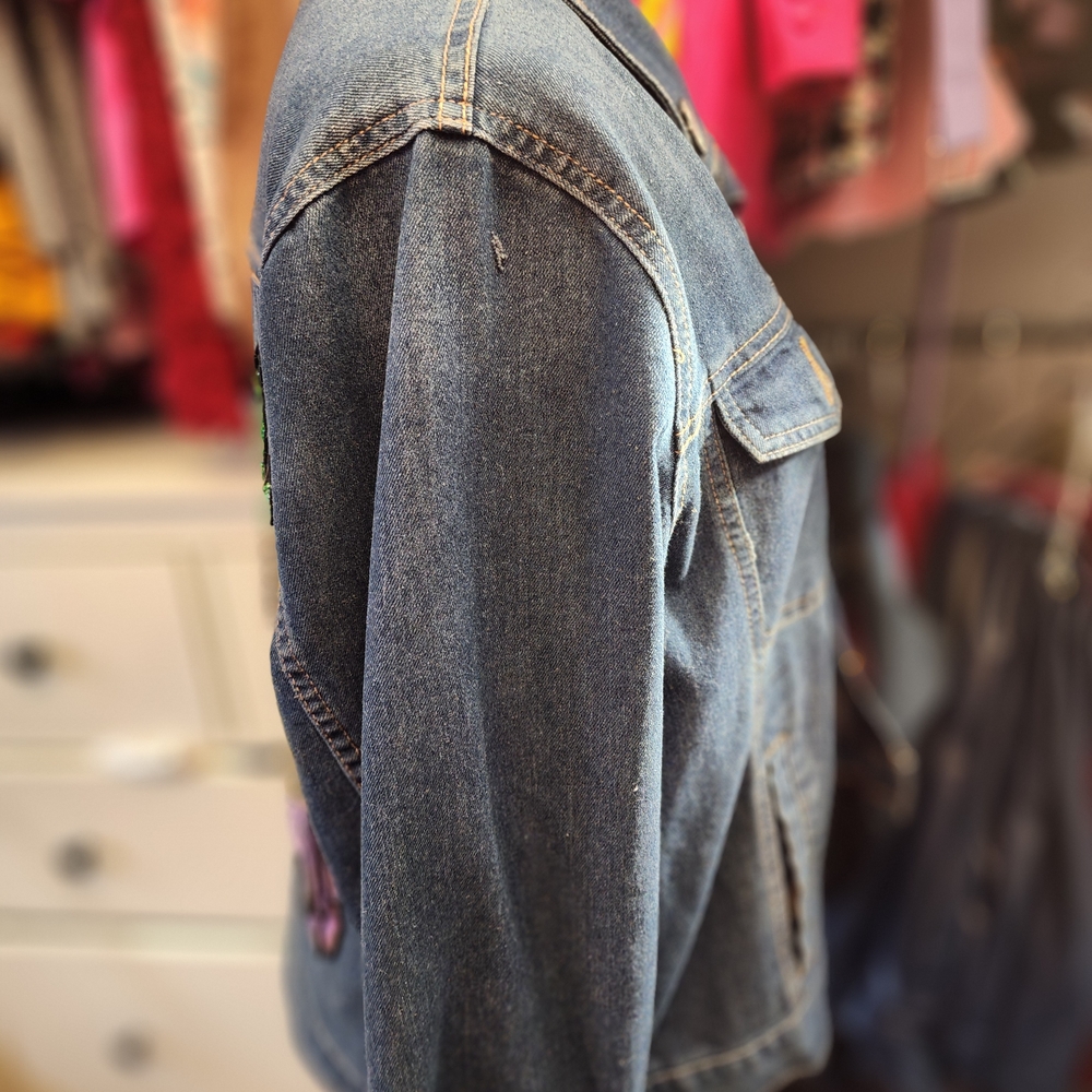 Penningtons Hand Beaded & Painted Distressed Blue Denim Jacket - Picture 2 of 3